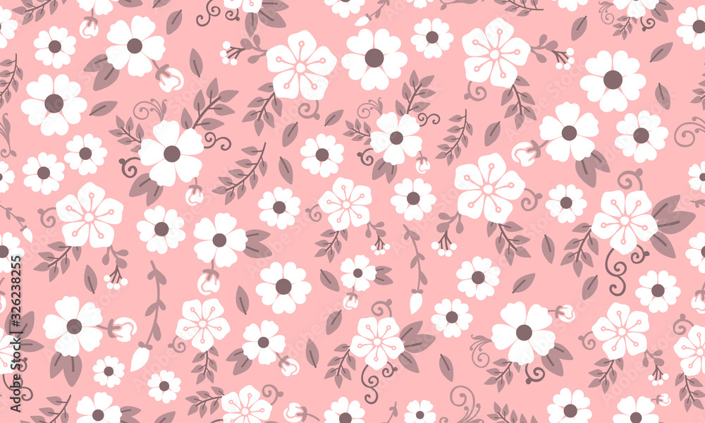 Beautiful flower for spring, with leaf and floral simple pattern background. Beautiful flower for spring, with leaf and floral simple pattern background.
