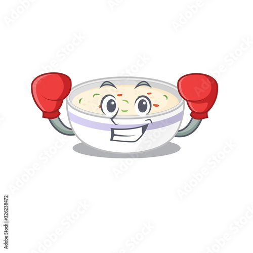 mascot character style of Sporty Boxing steamed egg