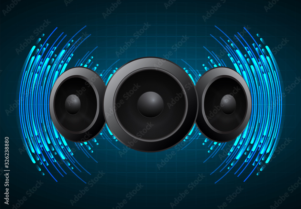 Sound waves oscillating dark blue light Sound waves oscillating dark blue light