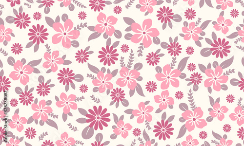 Elegant wallpaper for spring  with beautiful leaf and flower pattern background design.