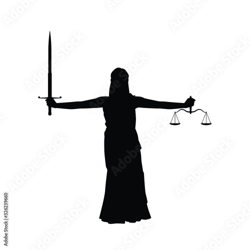 Themis lady justice silhouette vector
