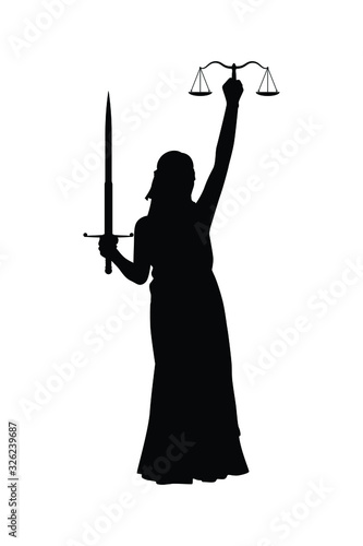 Themis lady justice silhouette vector