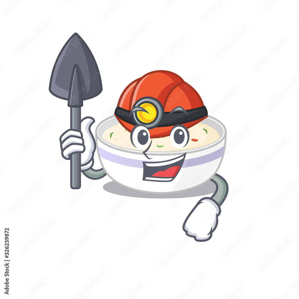 Obraz premium Cool clever Miner steamed egg cartoon character design
