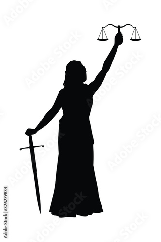 Themis lady justice silhouette vector