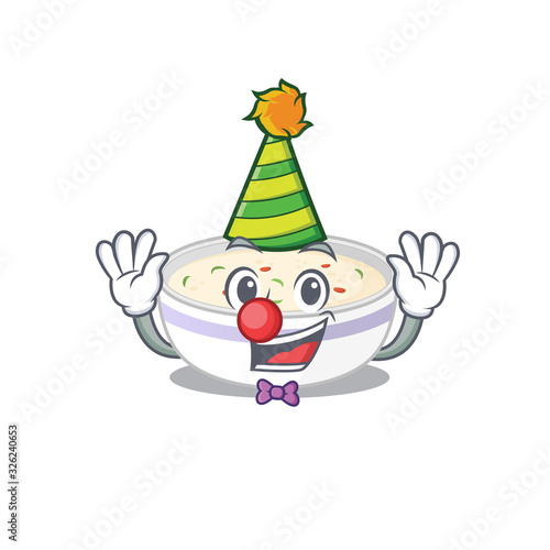 Funny Clown steamed egg cartoon character mascot design © kongvector