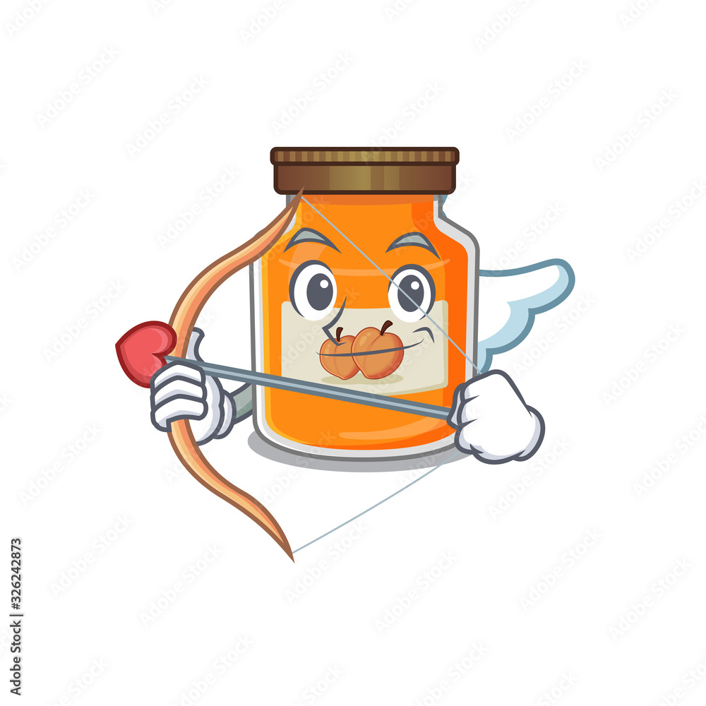 Sweet peach jam Cupid cartoon design with arrow and wings Sweet peach jam Cupid cartoon design with arrow and wings