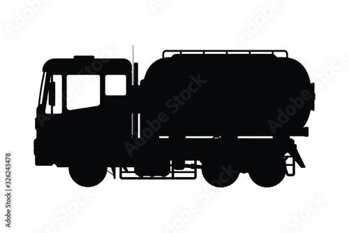 Truck with tank silhouette vector, transportation concept
