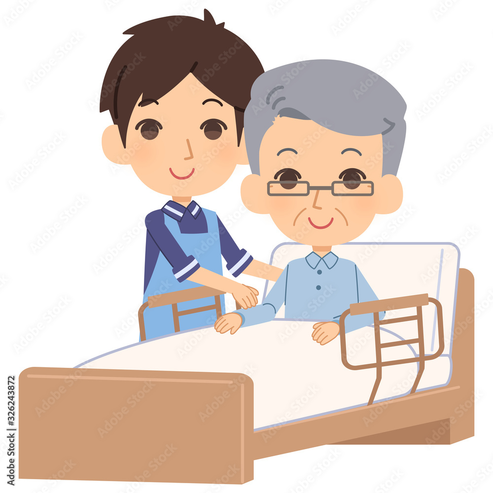 介護士と老人 介護士と老人