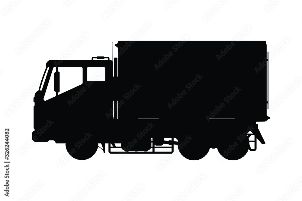 Truck silhouette vector, transportation concept