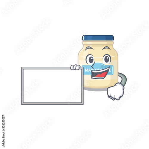 cartoon character of mayonnaise design concept bring a board