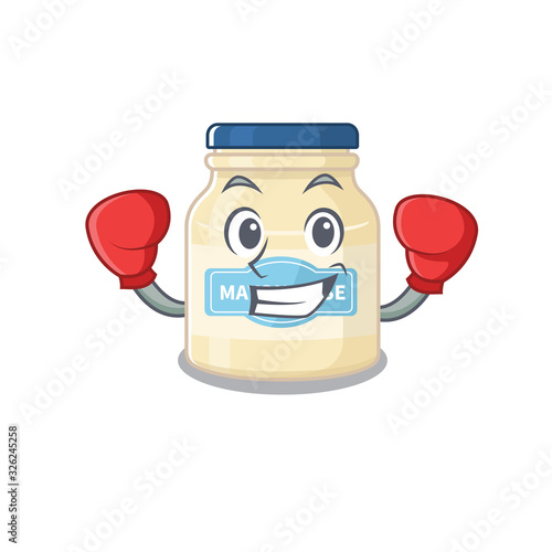 mascot character style of Sporty Boxing mayonnaise