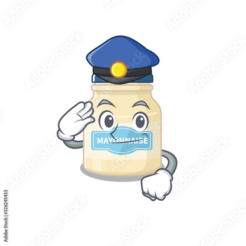 A manly mayonnaise Cartoon concept working as a Police officer