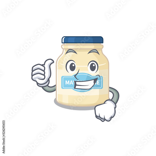 Funny mayonnaise making in Thumbs up gesture