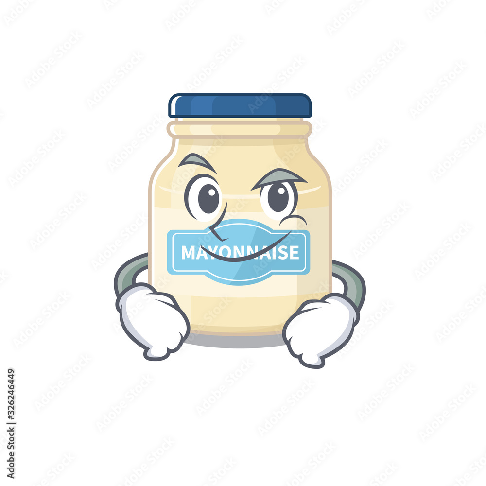 Cool mayonnaise mascot character with Smirking face