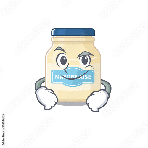 Cool mayonnaise mascot character with Smirking face