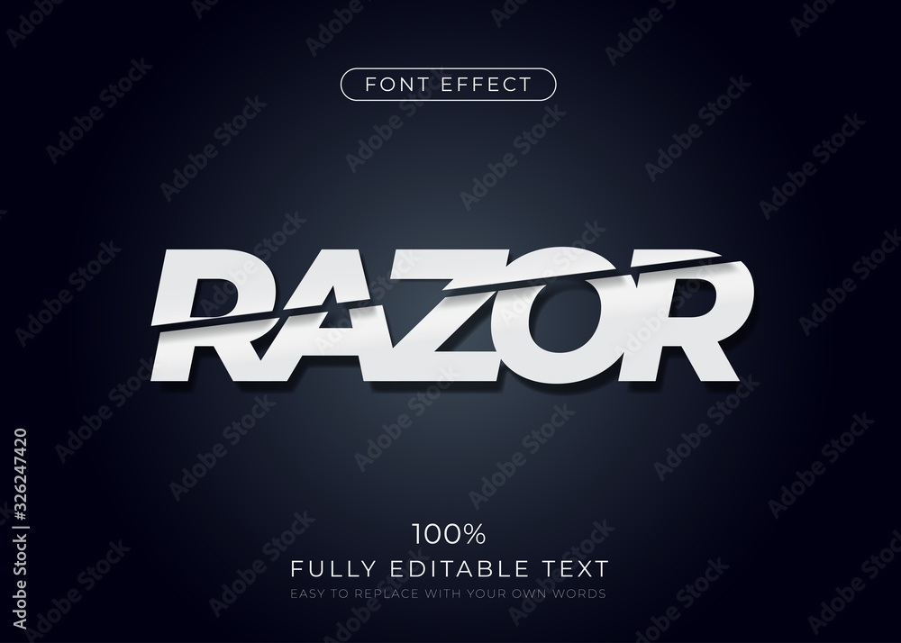 Sliced text effect. Editable font style