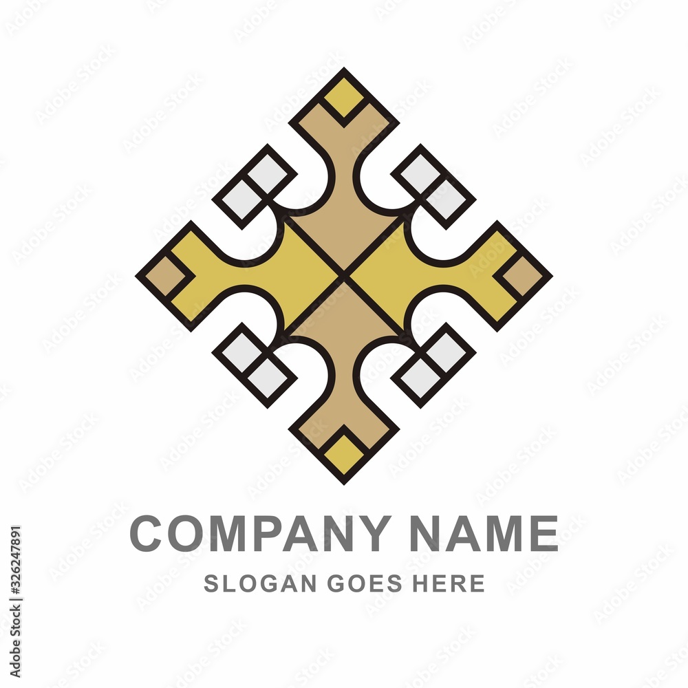 Geometric Square Cross Business Company Vector Logo Design