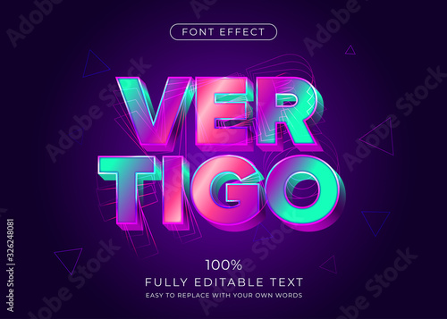 Modern vibrant 3d text effect. Editable font style photo