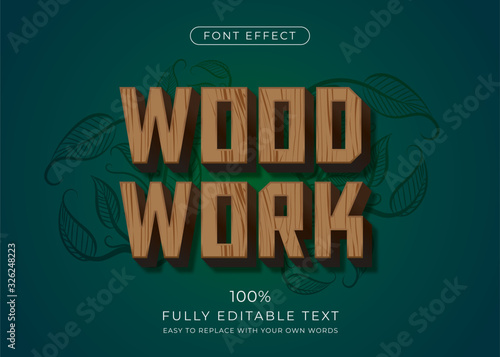 Wood text effect. Editable font style