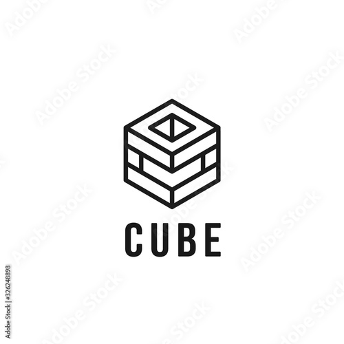 Cube line brick logo icon symbol simple