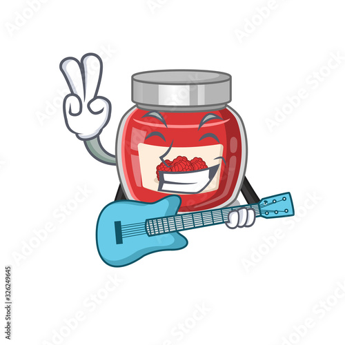 A picture of raspberry jam playing a guitar