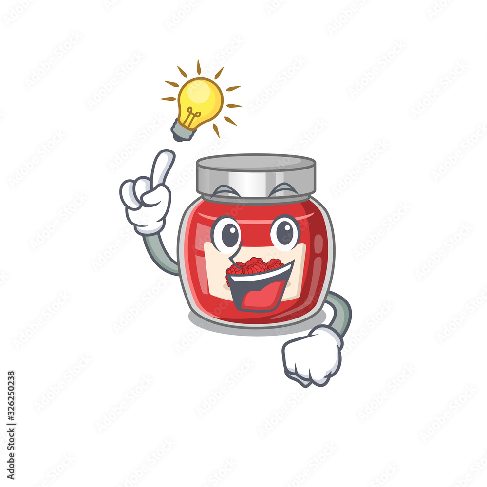 Obraz premium a clever raspberry jam cartoon character style have an idea gesture