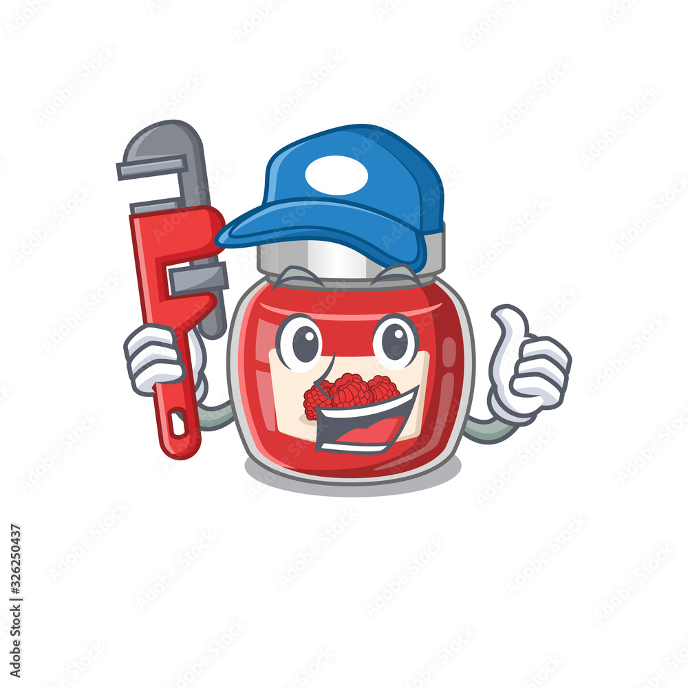 A cute picture of raspberry jam working as a Plumber