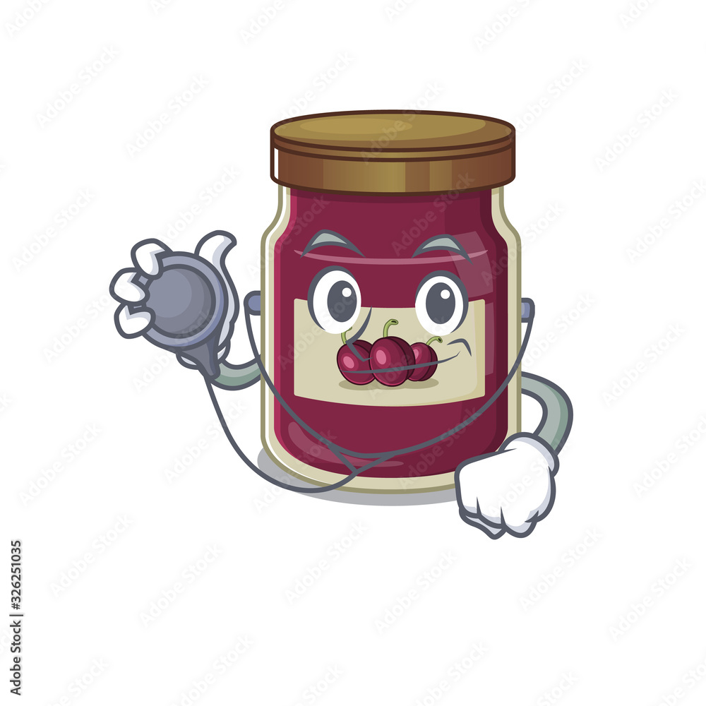 Fototapeta premium A mascot picture of plum jam cartoon as a Doctor with tools