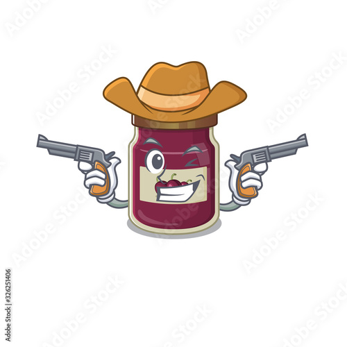Plum jam Cowboy cartoon concept having guns