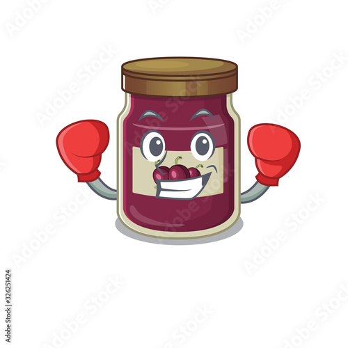 mascot character style of Sporty Boxing plum jam