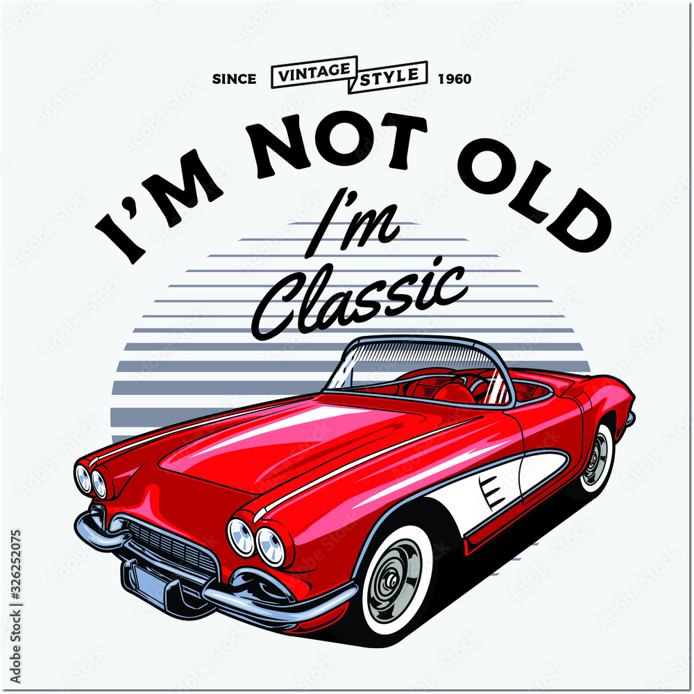 vector illustration of red vintage car on white background Stock Vector ...