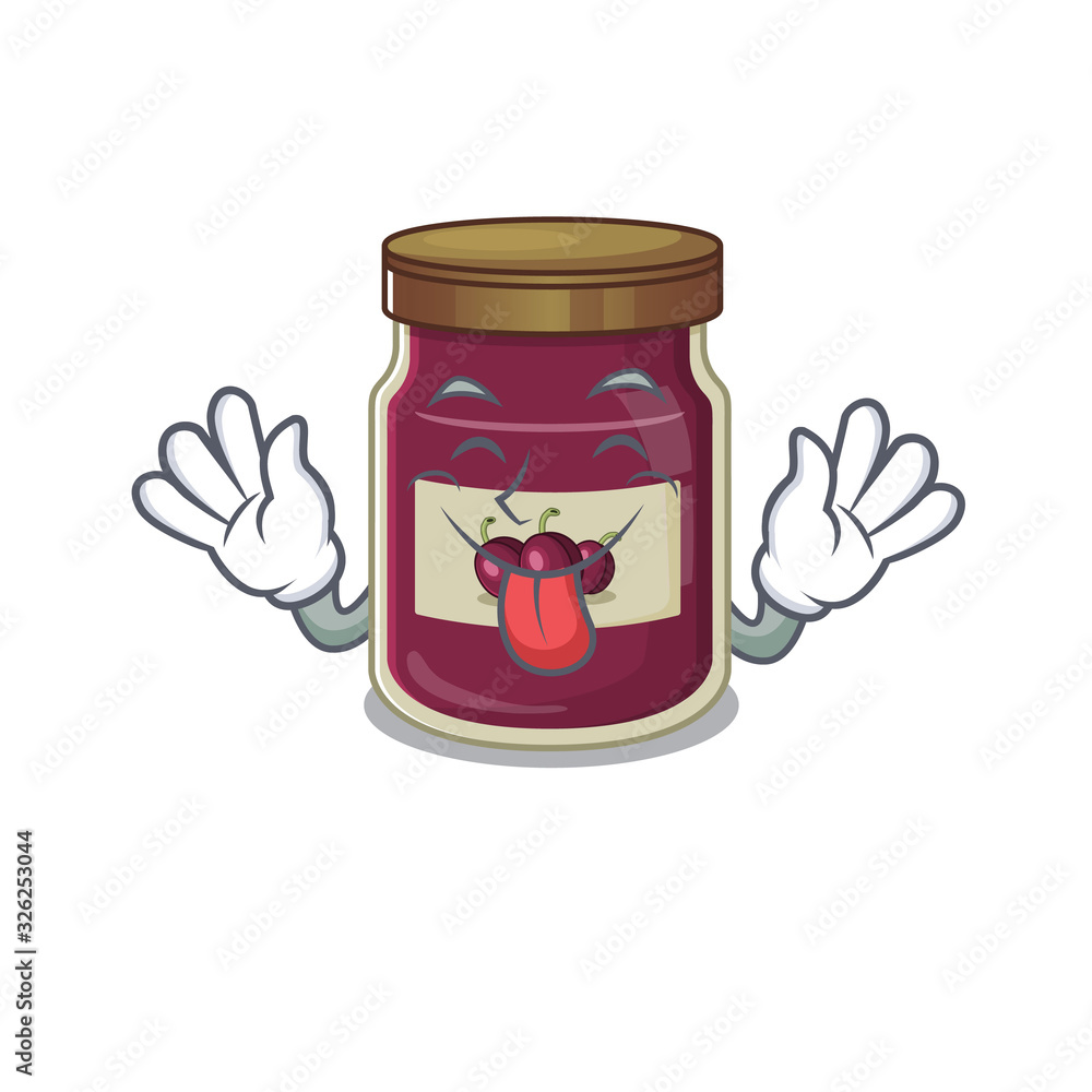 Funny plum jam mascot design with Tongue out Funny plum jam mascot design with Tongue out