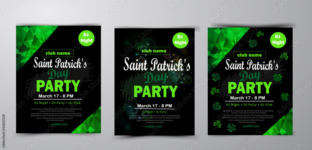 St. Patrick's Day poster set Vector illustration St. Patrick's Day poster set Vector illustration