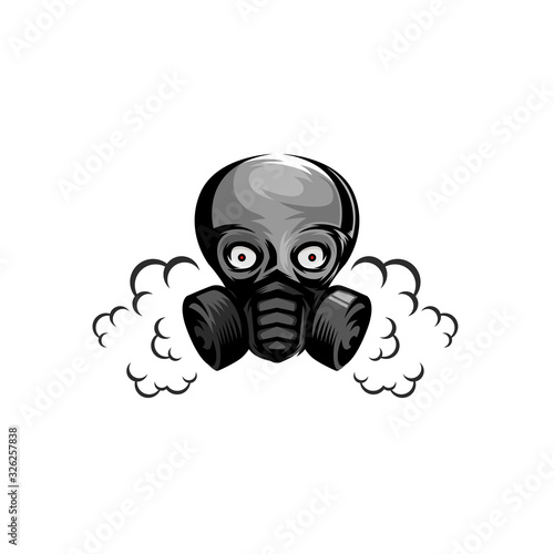 Skull Smoke with Mask Logo Vector Icon Illustration © erix_ultrasonic
