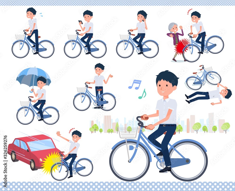 flat type school boy short sleeve summer_city cycle