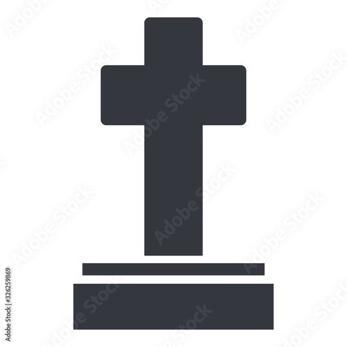 Gravestone Icon. Vector Black Silhouette of Tombstone