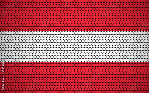 Abstract flag of Austria made of circles. White, blue, red Austrian flag designed with colored circles giving it a modern and abstract look.