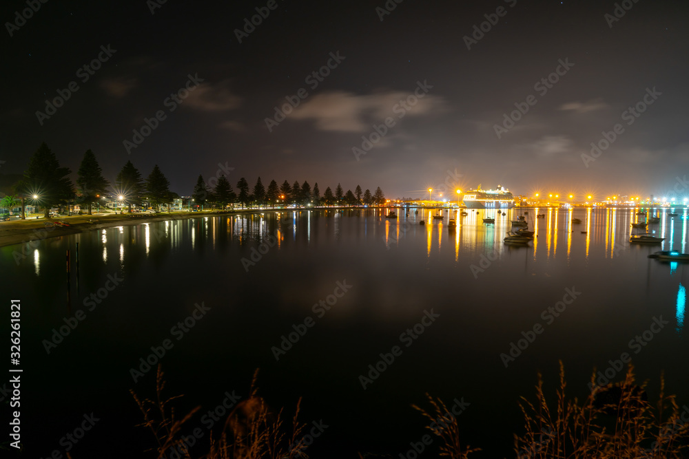 Night lights over Tauranga harbour