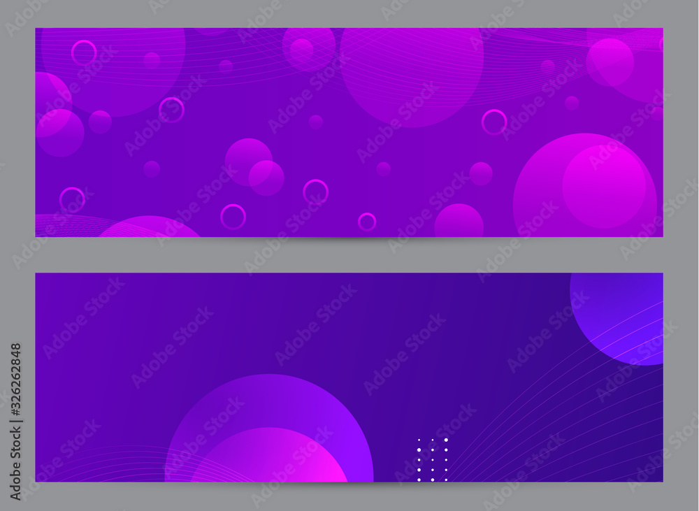 Purple fluid background design. Liquid gradient shapes composition. Futuristic design posters. Fluid banner design abstract bubble shapes for print or web on purple background.