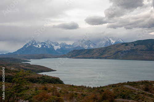 glacial lake at dusk