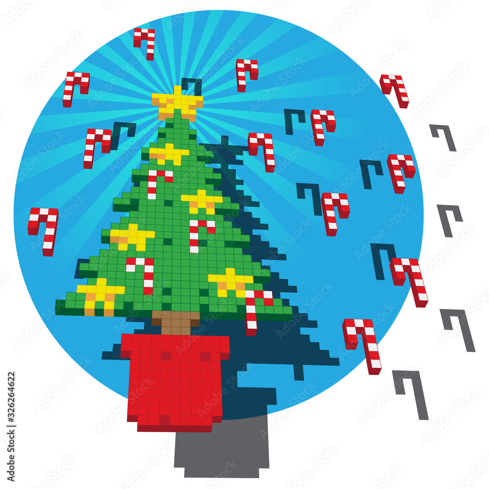 Retro Cube Pixel Xmas Tree - 04