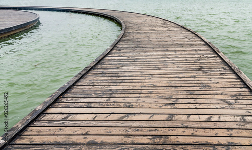 Wooden plank road, Taihu Lake scenic spot, Wuxi City, Jiangsu Province, China photo