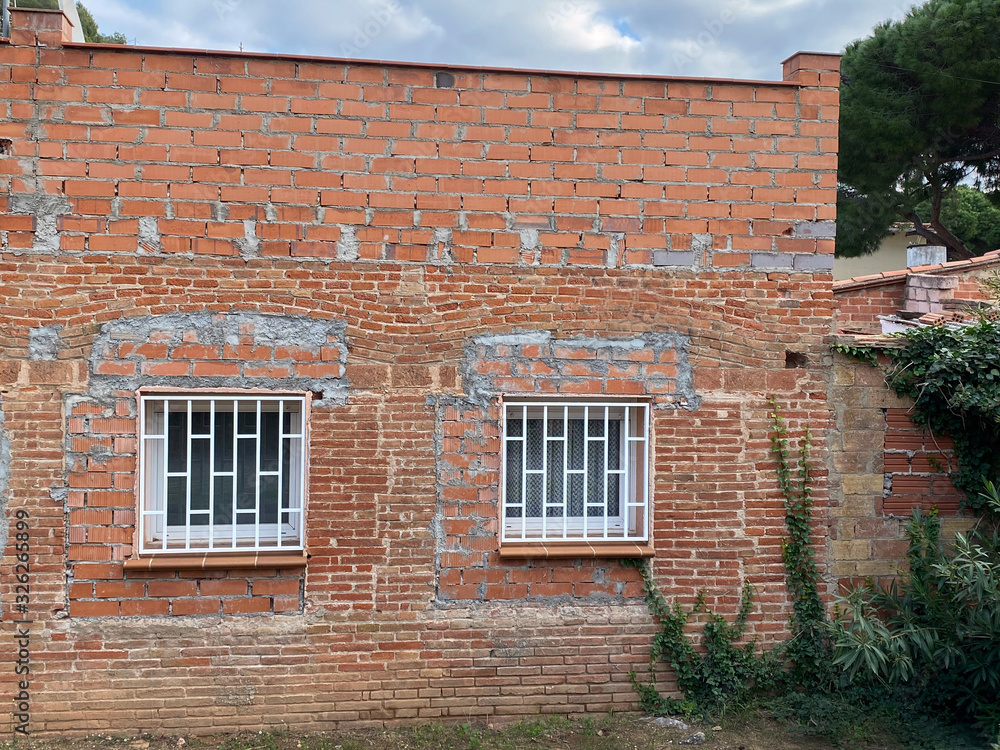 brick wall with windows brick wall with windows