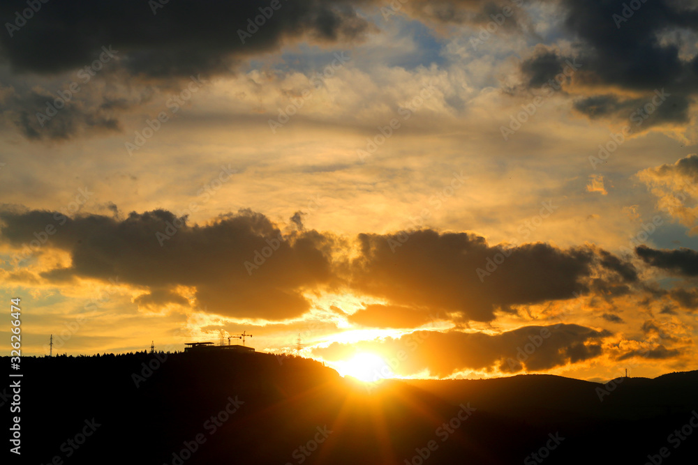 Photo of a beautiful sunset over the mountains