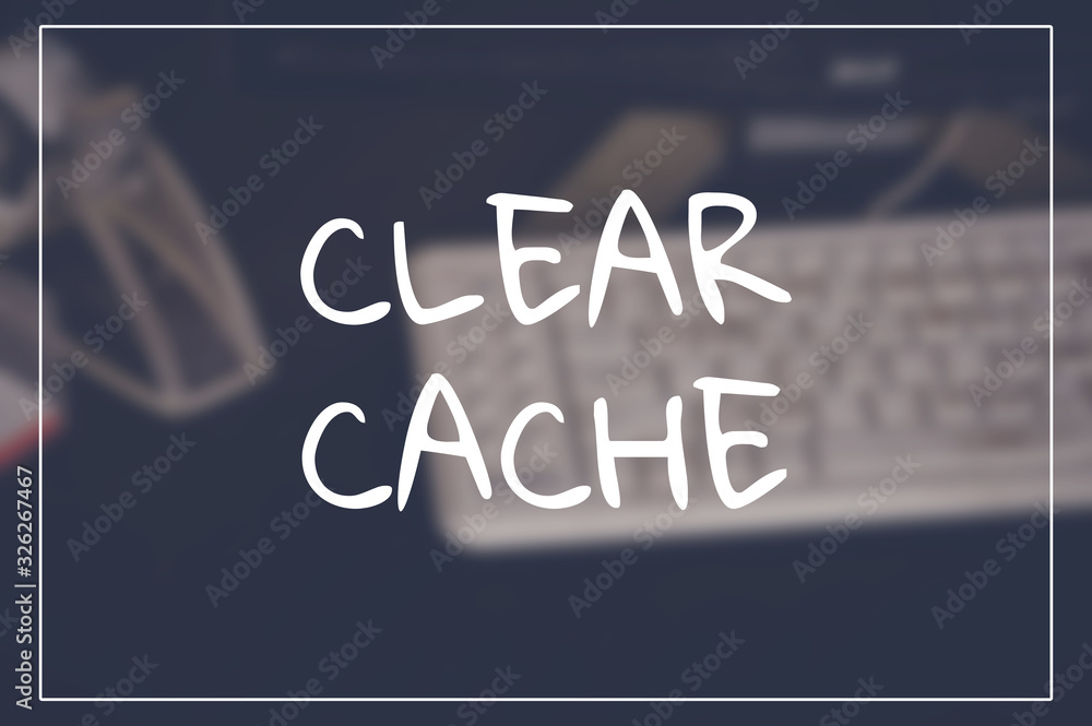 Foto Clear cache word with business blurring background