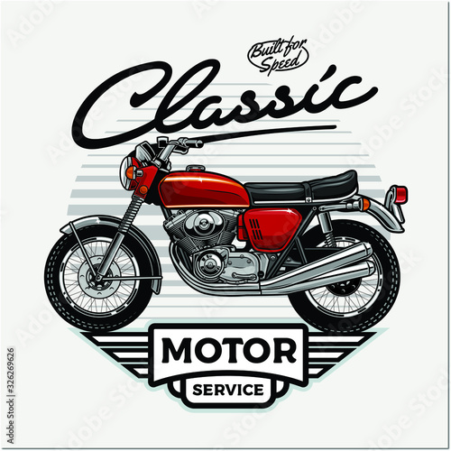 classic motorcycle on a white background