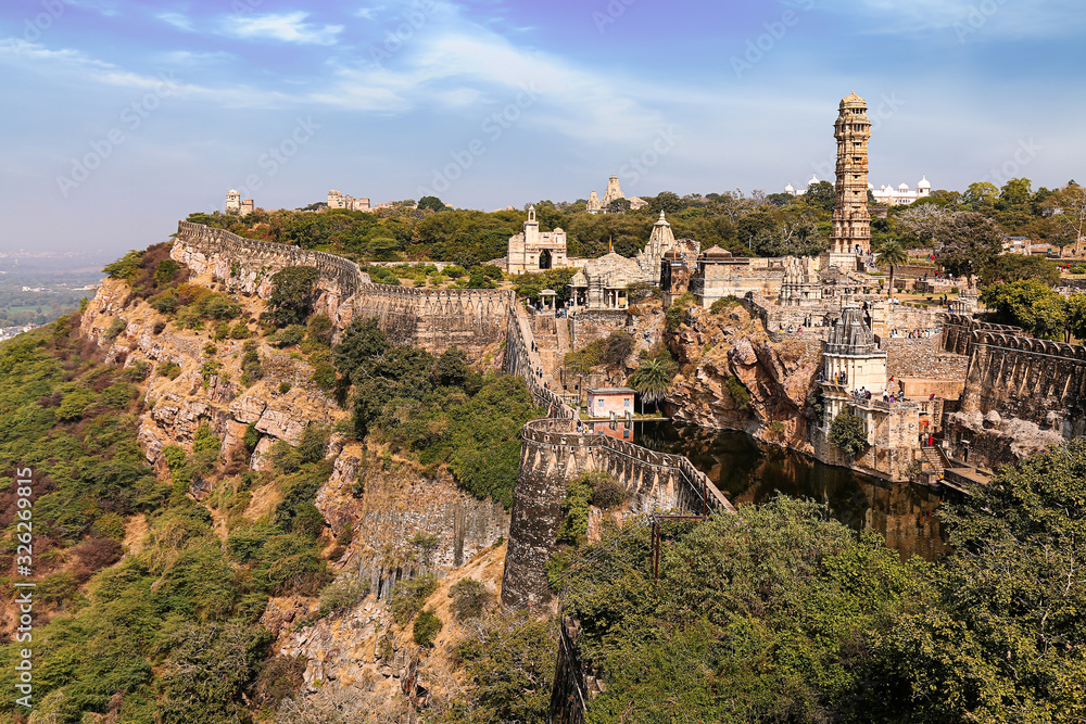 Chittorgarh Fort at Rajasthan. Chittor Fort is a UNESCO World Heritage site and one of the largest forts in India.