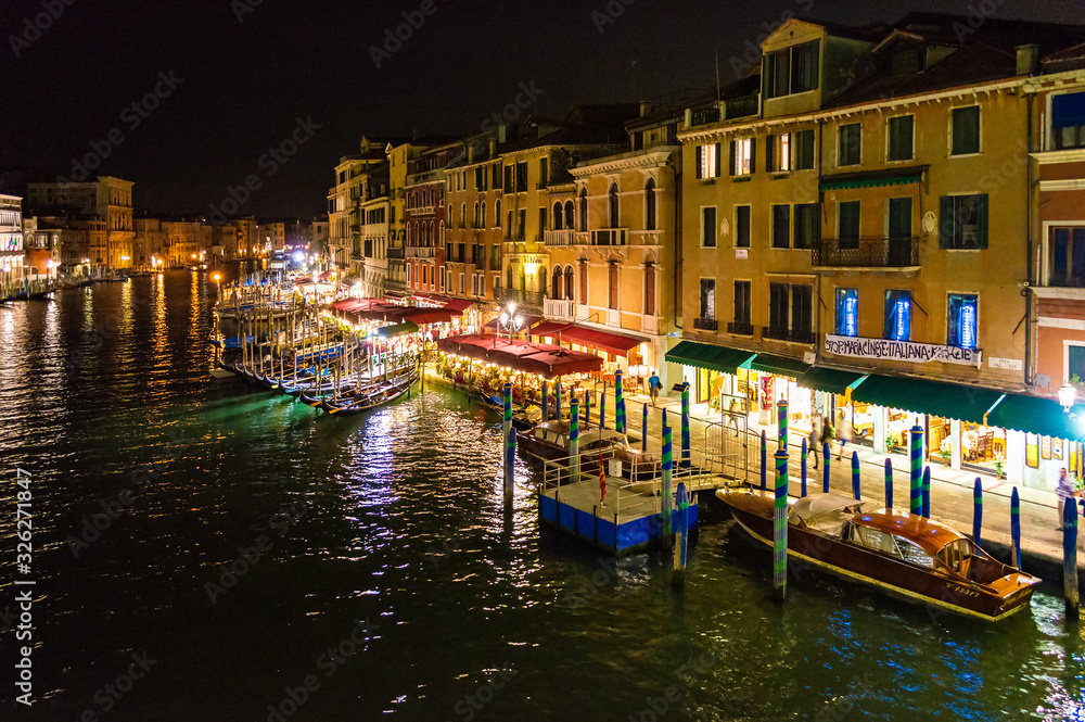 Venice, Italy - CIRCA 2013: Venice night scene around the Grand Canal. 