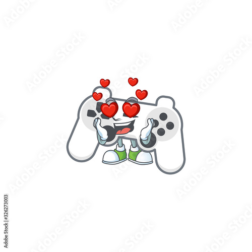A romantic white joystick cartoon mascot design style