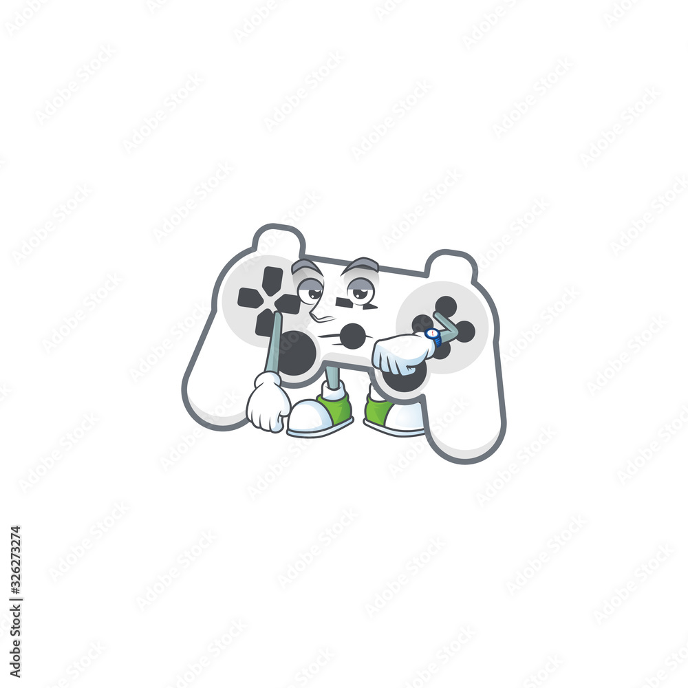 A picture of white joystick on a waiting gesture